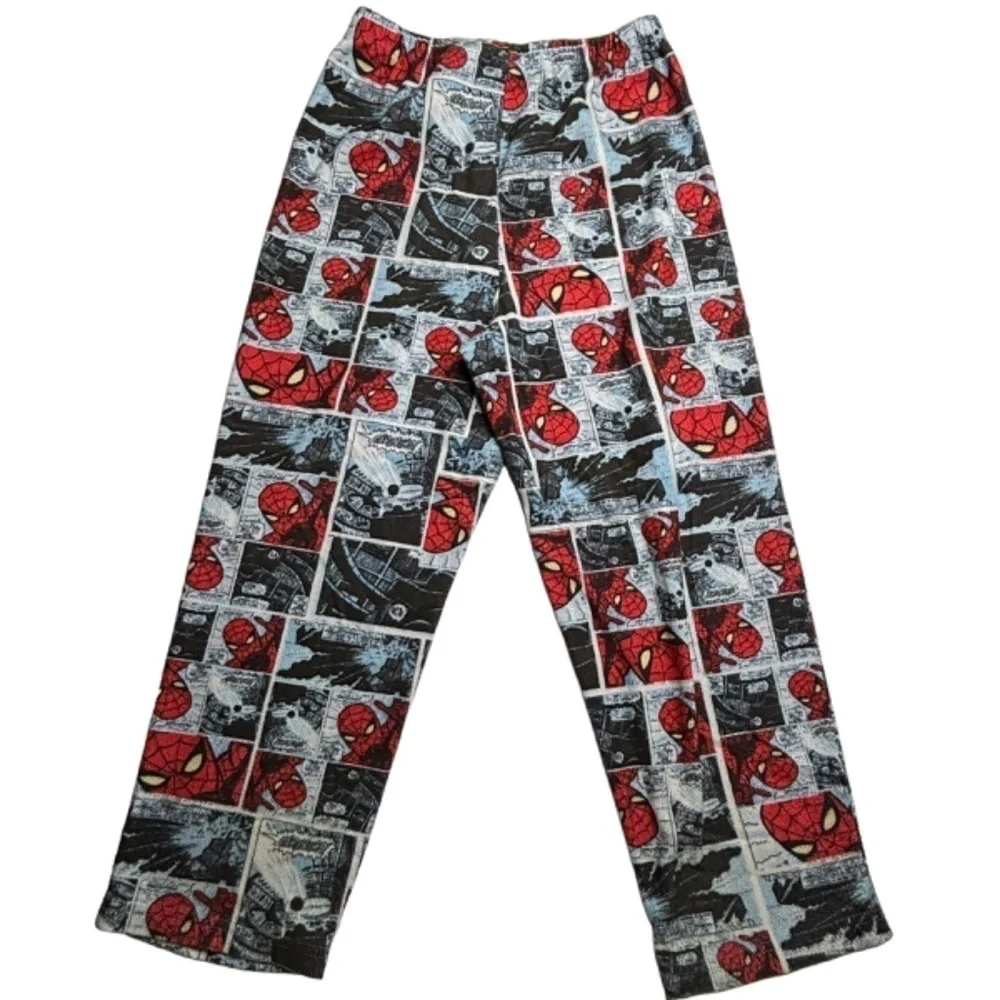 Boys Size Small Red Long Sleeve Thermal Top and Fleece Spiderman Pajama Bottoms